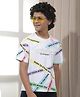 CRIMSOUNE CLUB Cotton Woven Half Sleeves Thunder Text Printed Tee - White