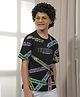 CRIMSOUNE CLUB Cotton Woven Half Sleeves Thunder Text Printed Tee - Black