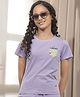 CRIMSOUNE CLUB Cotton Woven Half Sleeves Brand Name Printed Tee - Purple