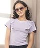 CRIMSOUNE CLUB Cotton Woven Half Sleeves Solid Top -  Purple