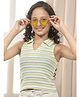 CRIMSOUNE CLUB Cotton Woven Sleeveless Striped Top - Yellow