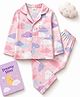 Fancy Fluff Pure Cotton Woven Full Sleeves Clouds Printed Coordinated Shirt & Pajama Night Suit - Pink