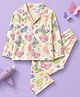 Fancy Fluff Pure Cotton Woven Full Sleeves Butterfly Printed Coordinated Shirt & Pajama Night Suit - White