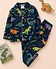 Fancy Fluff Pure Cotton Woven Full Sleeves Dinosaurs Printed Coordinated Shirt & Pajama Night Suit - Blue