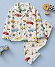 Fancy Fluff Pure Cotton Woven Full Sleeves Cars Printed Coordinated Shirt & Pajama Night Suit - White