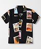Babyhug 100% Cotton Woven Shirt with Half Sleeves and Photograph Print in Black
