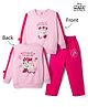 Cucumber Disney Terry Knit Full Sleeves  Co-Ords T-Shirt & Pyjama Night Suit with Minnie & Daisy Duck Print - Pink