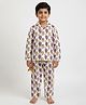 House of Raavi Cotton Woven Full Sleeves Hot Air Balloon Printed Coordinating Shirt & Pajama Night Suit - Off White