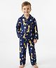 House of Raavi Cotton Woven Full Sleeves Giraffe & Space Theme Printed Coordinating Shirt & Pajama Night Suit - Blue