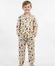 House of Raavi Cotton Woven Full Sleeves Owl Printed Coordinating Shirt & Pajama Night Suit - Cream