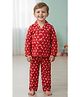 House of Raavi Cotton Woven Full Sleeves Bird Motif Printed Coordinating Shirt & Pajama Night Suit - Red