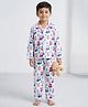 House of Raavi Cotton Woven Full Sleeves Owl Printed Coordinating Shirt & Pajama Night Suit - Purple