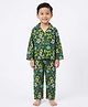 House of Raavi Cotton Woven Full Sleeves Hearts & Stars Printed Coordinating Shirt & Pajama Night Suit - Green