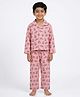 House of Raavi Cotton Woven Full Sleeves Puppies Printed Coordinating Shirt & Pajama Night Suit - Pink