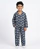 House of Raavi Cotton Woven Full Sleeves Bunnies Printed Coordinating Shirt & Pajama Night Suit - Navy Blue