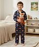 House of Raavi Woven Full Sleeves Fox Printed Coordinating Shirt & Pajama Night Suit - Blue