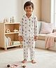 House of Raavi Woven Full Sleeves Treats Printed Coordinating Shirt & Pajama Night Suit - White