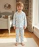 House of Raavi Cotton Woven Full Sleeves Sea Life Theme Printed Coordinating Shirt & Pajama Night Suit - Blue