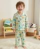 House of Raavi Cotton Woven Full Sleeves Animals Printed Coordinating Shirt & Pajama Night Suit - Green