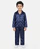 House of Raavi Woven Full Sleeves Solid Shirt & Pajama Night Suit - Navy Blue