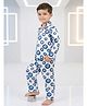 House of Raavi Woven Full Sleeves Evil Eye Printed Coordinating Shirt & Pajama Set - White
