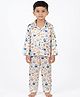 House of Raavi Woven Full Sleeves Teddy Bears Printed Coordinating Shirt & Pajama Night Suit - White