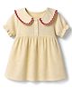 Bonfino Cotton Woven Half Sleeves Peter Pan Collar Striped Frock Style Top - Yellow