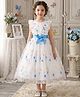 tior Net Woven Sleeveless Floral Embroidered Dress - Light Blue & White