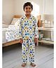 House of Raavi Cotton Woven Full Sleeves Owl Printed Coordinating Shirt & Pajama Night Suit - White
