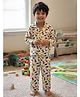 House of Raavi Cotton Woven Full Sleeves Dinosaur Printed Coordinating Shirt & Pajama Night Suit - White