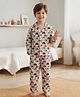 House of Raavi Cotton Woven Full Sleeves Elephant Printed Coordinating Shirt & Pajama Night Suit - Beige