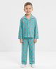 House of Raavi Woven Full Sleeves Pug Printed Coordinating Shirt & Pajama Night Suit - Blue