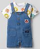 WOW Clothes Cotton Woven Half Sleeves Animal Printed T-Shirt With Dungaree - Navy Blue