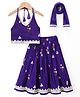 Saka Designs Woven Sleeveless Lehenga Choli & Dupatta Set With Floral Embroidery - Purple