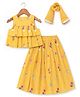 Saka Designs Woven Sleeveless Choli & Lehenga Set With Floral Embroidery & Dupatta - Mustard