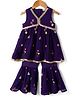 Saka Designs Cotton Woven Sleeveless Kurti and Gharara Set with Floral Embroidery in Purple