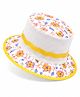 Akinos Kids Cotton Woven Floral Printed Hat - 15 Cms Circumference - Yellow
