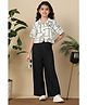 Fashion Dream Cotton Blend Knit Half Sleeves Abstract Embroidered Top & Pant Set - White