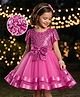 Hola Bonita Woven Half sleeves Sequin Detailing Dress With Bow Applique -Pink