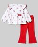 Babyhug Single Jersey Knit Full Sleeves Floral Printed Top & Leggings Set - White & Red