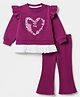 Babyhug 100% Cotton Single Jersey Knit Full Sleeves Top and Leggings with Full Length and Heart Print in Pink