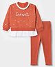 Babyhug 100% Cotton Single Jersey Full Sleeves Sweatshirt and Leggings with Full Length and Sweet Print in Brown