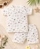 Little Angels Muslin Woven Half Sleeves Smiley & Heart Printed Coordinating Shirt & Shorts Set - Cream