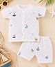Little Angels Muslin Woven Half Sleeves Boat Printed Coordinating Shirt & Shorts Set - White