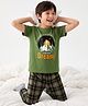 Pine Kids Cotton Knit Half Sleeves Co-Ords T-Shirt & Pyjama Night Suit with Typography & Mountain Print - Green