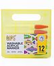 QIPS Washable Acrylic Markers | 12 Colours | Food Grade & Skin-Safe | Odorless | Multi-Surface |Easy Wipe-off & Non-Toxic