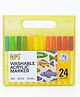 QIPS Washable Acrylic Markers | 24 Colours | Food Grade & Skin-Safe | Odorless | Multi-Surface |Easy Wipe-off & Non-Toxic