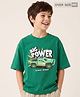 Pine Kids 100% Cotton Knit T-Shirts with Oversized and Half Sleeves Truck Print - Green