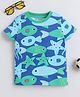 BABY NATION Cotton Knit Half Sleeves Fishes Printed Tee - Blue