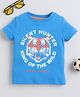 BABY NATION Cotton Knit Half Sleeves Tiger & King Of The Wild Text Printed Tee - Blue